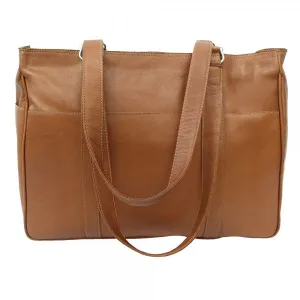 Piel Leather Medium Zippered Shopping Bag