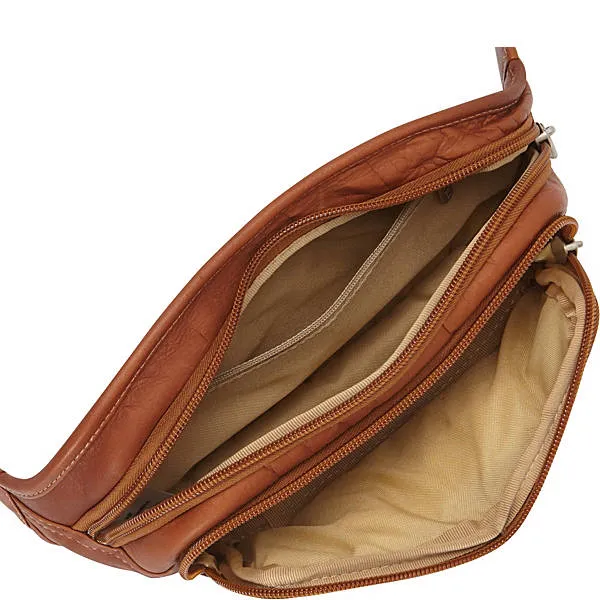Piel Leather Multi Zip Oval Waist Bag