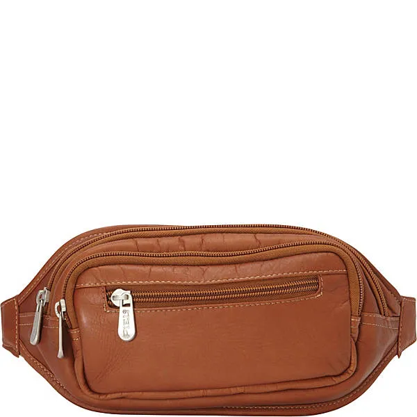 Piel Leather Multi Zip Oval Waist Bag