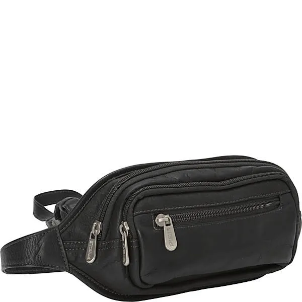 Piel Leather Multi Zip Oval Waist Bag