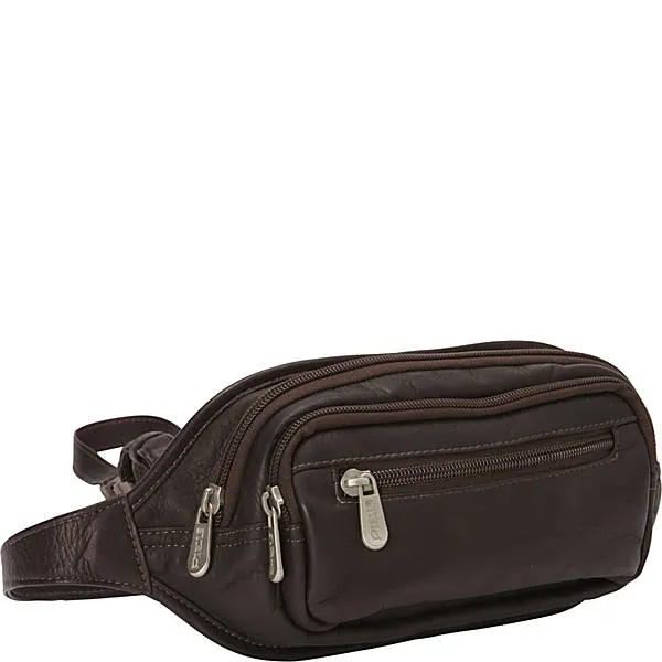 Piel Leather Multi Zip Oval Waist Bag