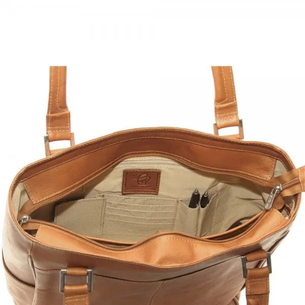 Piel Leather Vertical Laptop Leather Tote Bag