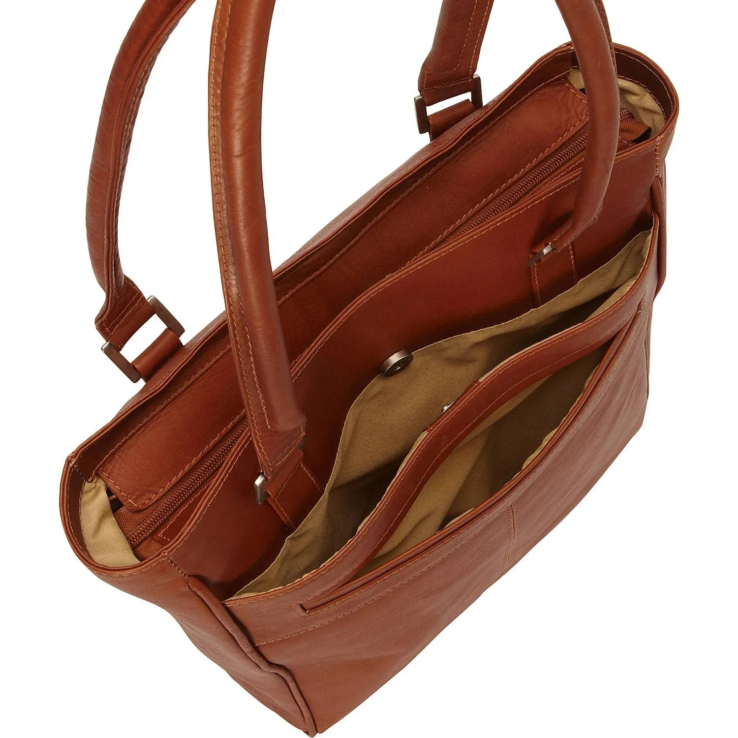 Piel Leather Vertical Laptop Leather Tote Bag