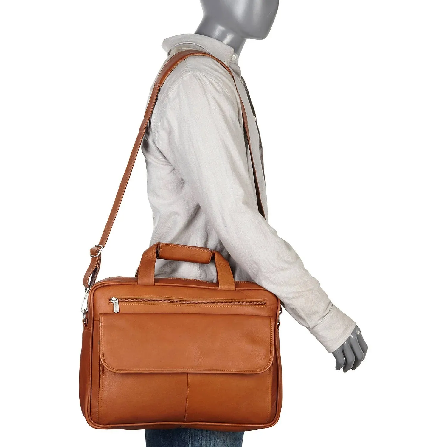 Piel Slim Top Zip Briefcase