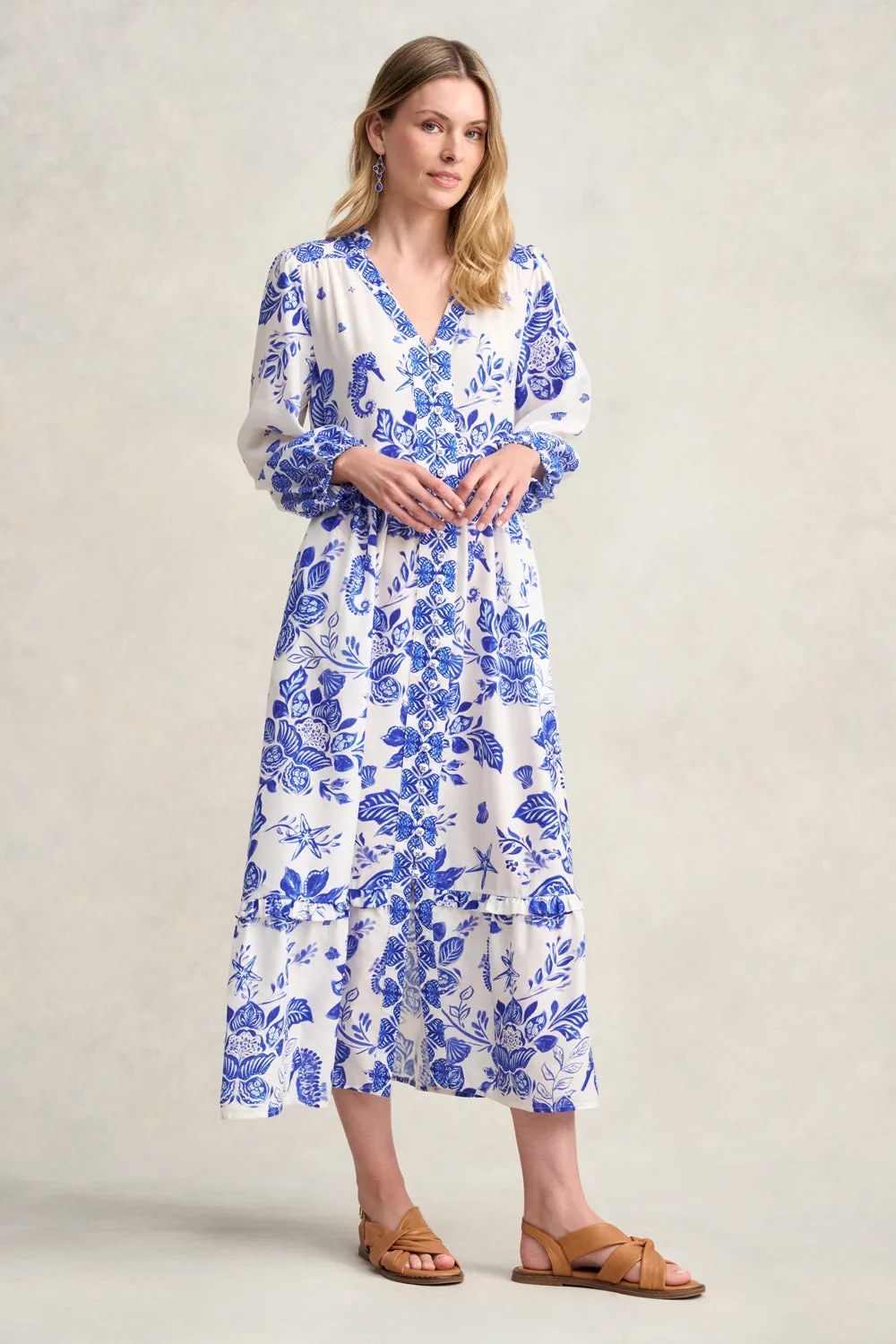 Printed Tiered Maxi Dress - Toile De Seaside