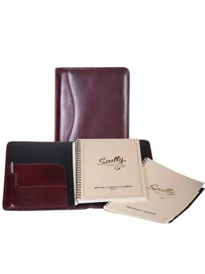 Scully Italian Leather Wirebound Desk Size Planner Assorted Colors