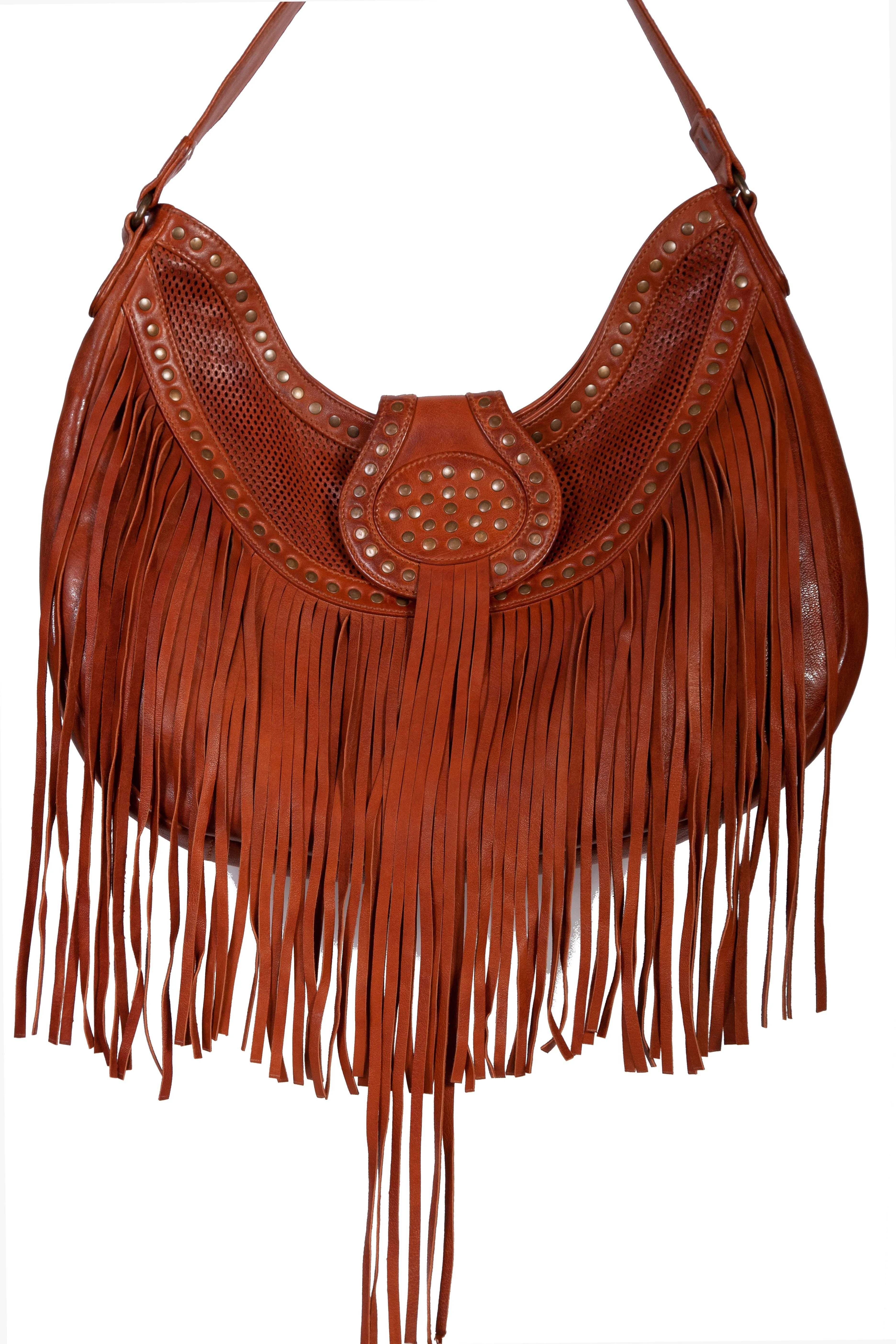 Scully Soft Leather Fringe and Studded Handbag