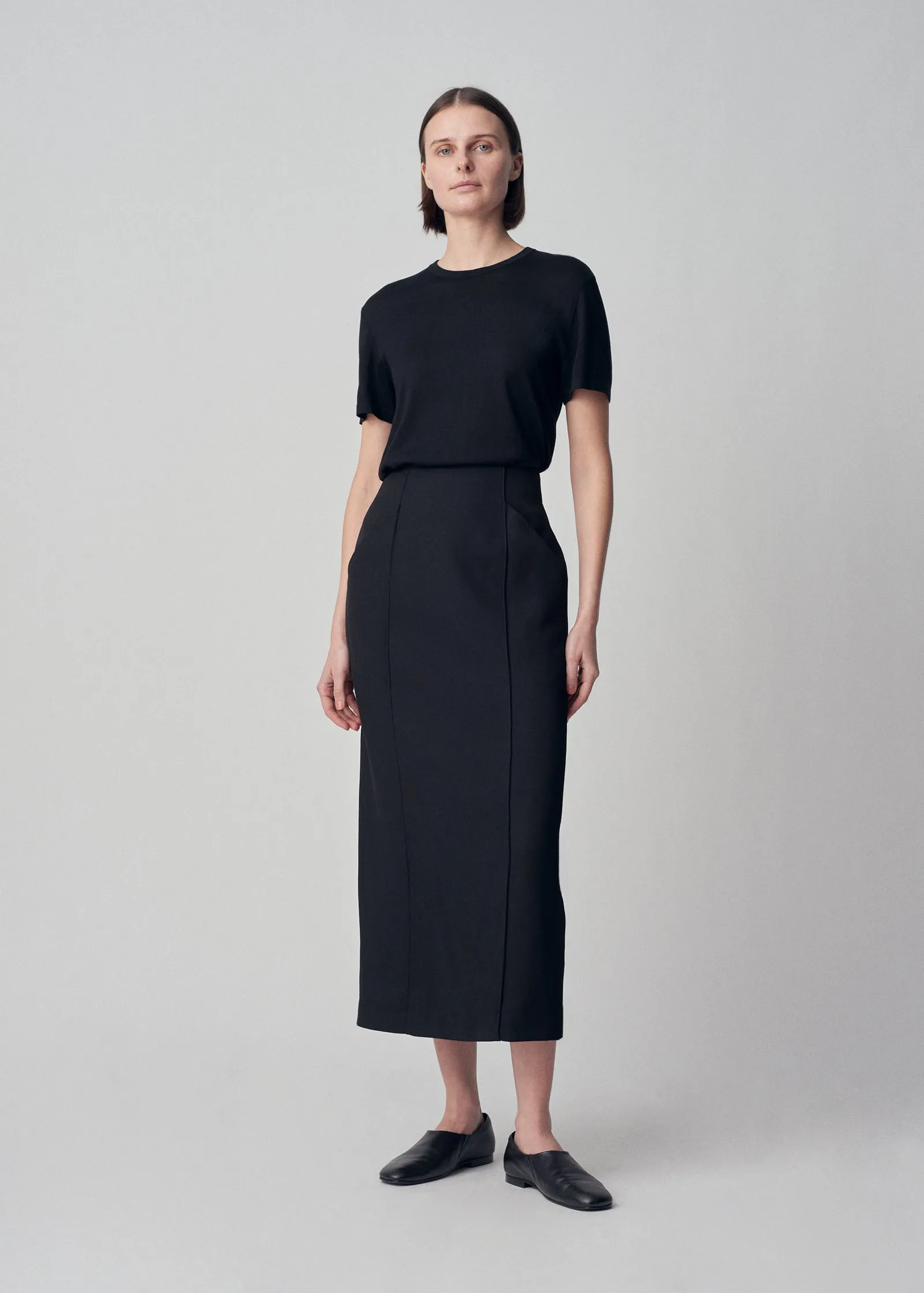 Seamed Pencil Skirt - Black