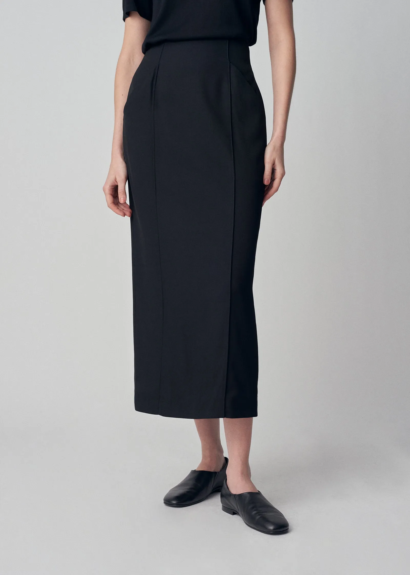 Seamed Pencil Skirt - Black