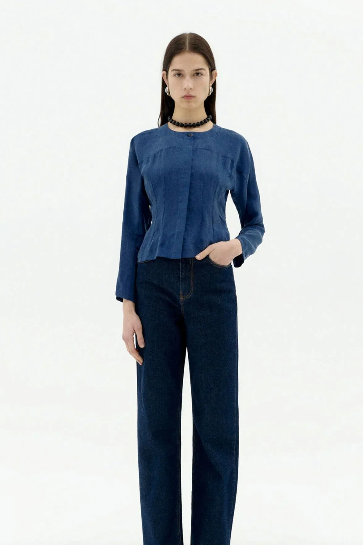 Thinking Mu Briana Dark Cobalt Blouse