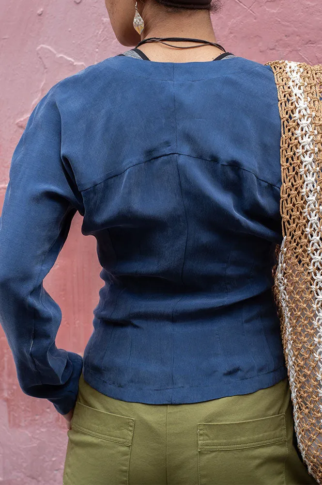 Thinking Mu Briana Dark Cobalt Blouse