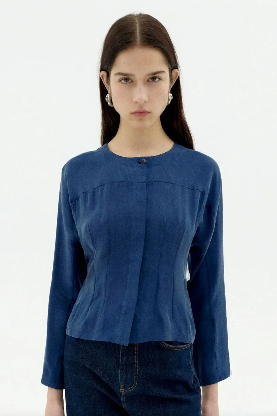 Thinking Mu Briana Dark Cobalt Blouse
