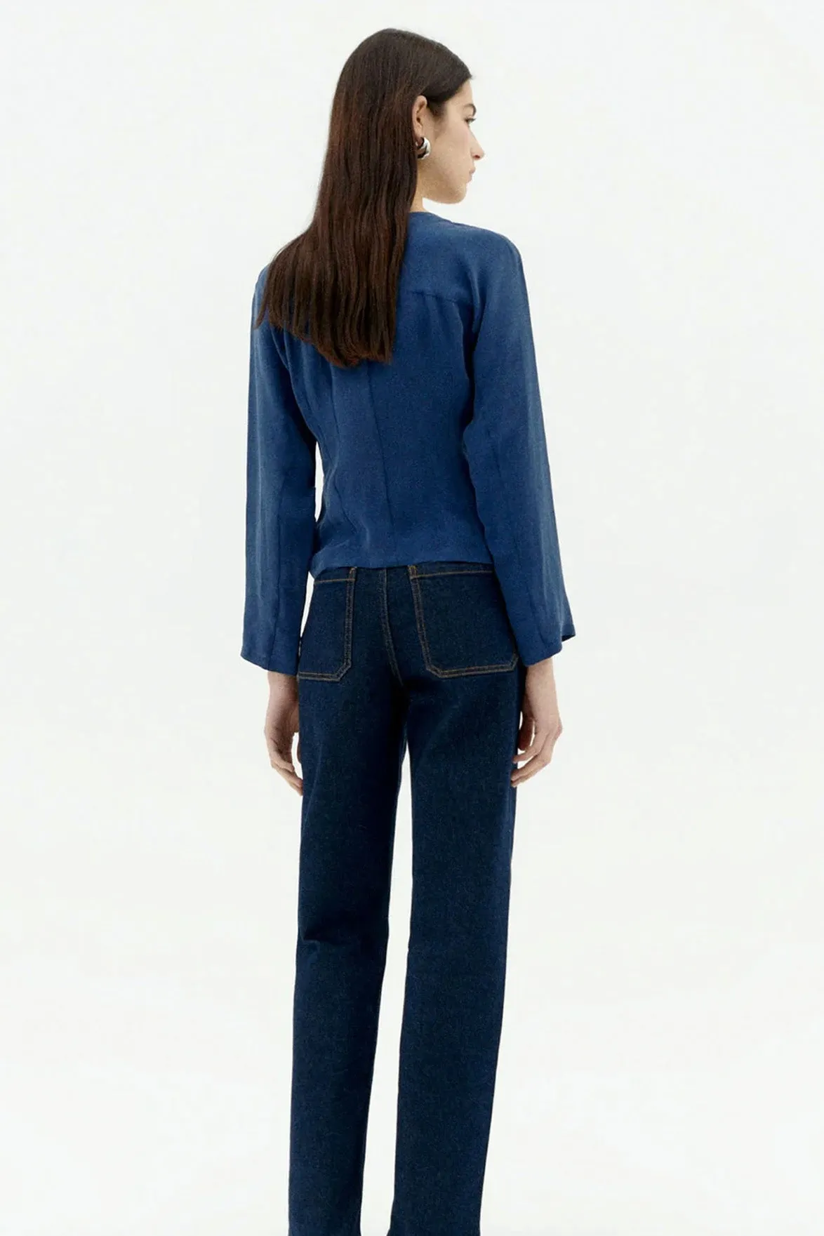 Thinking Mu Briana Dark Cobalt Blouse
