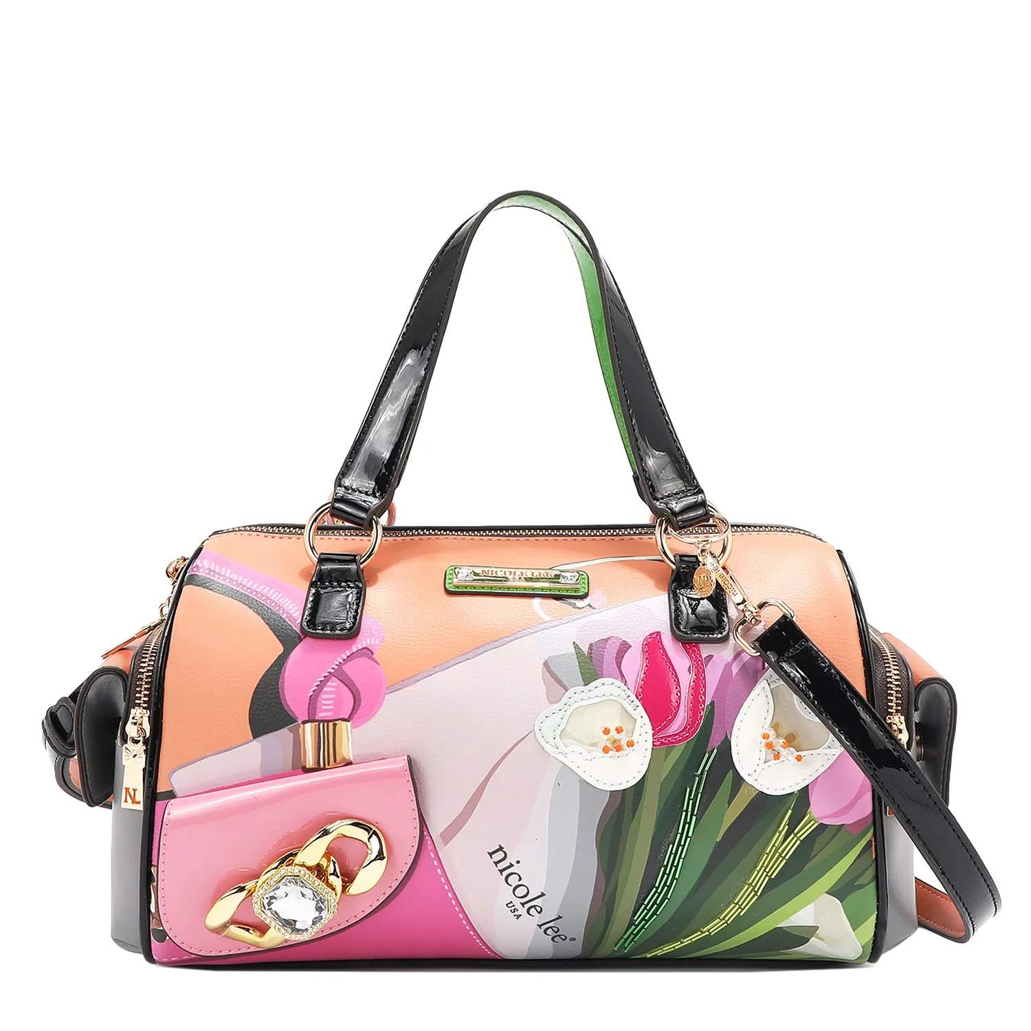 VIOLET BLOSSOM WIDE HANDBAG
