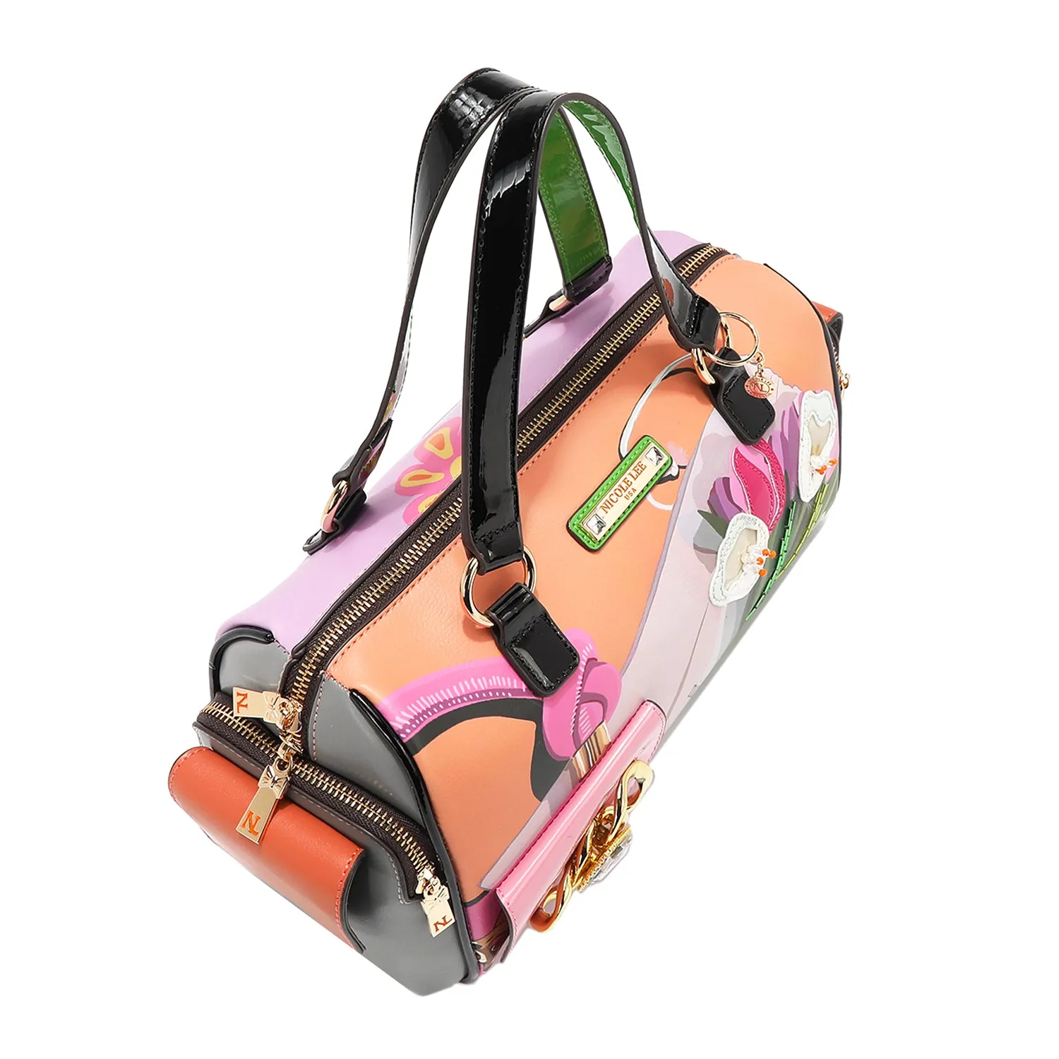 VIOLET BLOSSOM WIDE HANDBAG