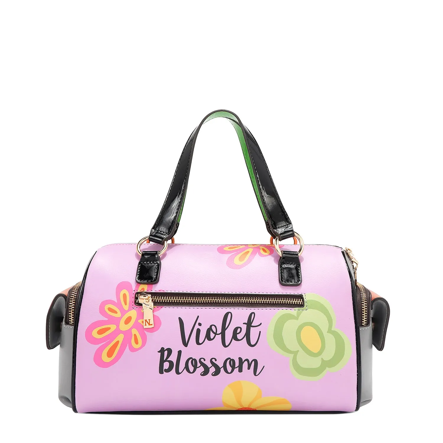 VIOLET BLOSSOM WIDE HANDBAG